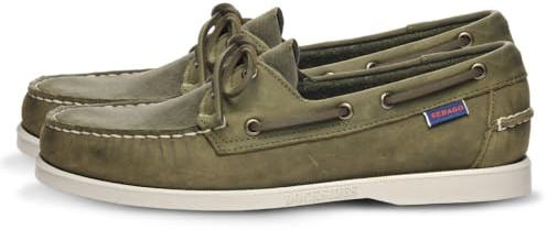 Sebago Men's Docksides Portland Crazy H Boat Shoes, Green (Green Military 909), 8 UK