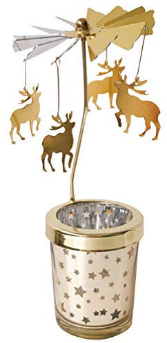 Drehender Kerzenhalter aus Hochwertigem Material Rotierender Kerzenständer für Teelichter Tischdekoration für Zuhause Hochzeiten und Feiern Gold
