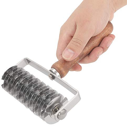 Holzgriff Haushalt Edelstahl Rollmesser Teig Gitter Rollschneider Küche Kochen Backenwerkzeuge