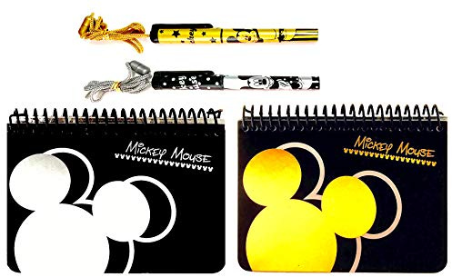 Disney Mickey Mouse Spiral Autograph Books - 2 Books Set with 2 Necklace PENS (Bighead WTH PENS)