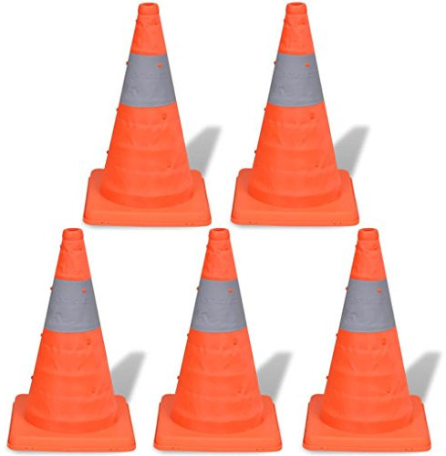 yorten 5 pcs Pylon Kegel Verkehrsleitkegel Hütchen Warnkegel Pylone, 42cm, Faltbar (Orange)
