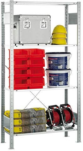 SCHULTE Lagertechnik Grundregal, MULTIplus Fachbodenregal 1800x1000x400 mm (HxBxT), Steckregal mit 4 Fachböden, Traglast je Boden bis zu 120 Kg (gesamt bis zu 480 Kg), verzinkt