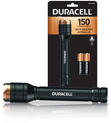 Duracell - Torcia in alluminio da 150 lumen, per uso quotidiano, affidabile, durevole e portatile, con 2 batterie AA incluse, ideale per uso interno ed esterno