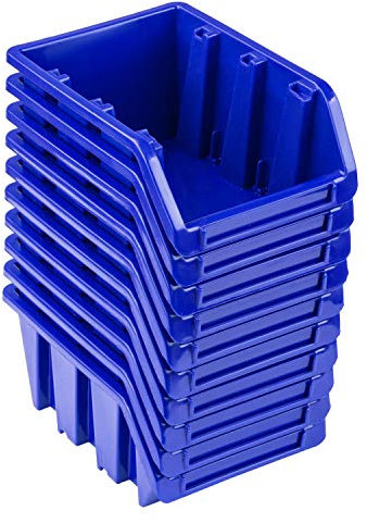 10x Stapelboxen – 70x100x155 mm - NP6 Blau Farbe – Lagerboxen Sichtlagerkästen Stapelbehälter Sortierbox