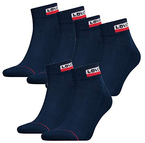 6 Paar Levis 144NDL Mid Cut SPRTWR L Unisex Socken Strümpfe 902011001, Farbe:198 - Dress Blues, Socken & Strümpfe:43-46