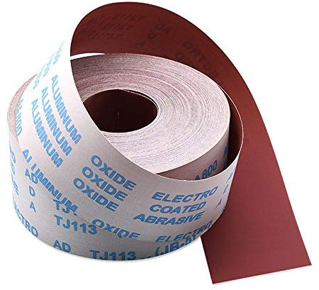 Rollo de tela de lija de grano 120, rollo de papel de lija abrasivo, rollo de paño de lija suave flexible rasgado a mano para pulido de metal, vidrio, madera (1 m de largo, 95 mm de ancho)