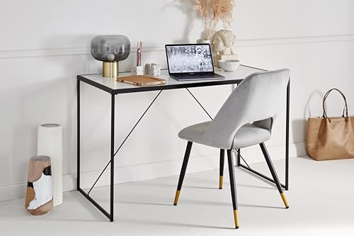Jahnke Glasschreibtisch Glam Desk SW/MARMOR WS