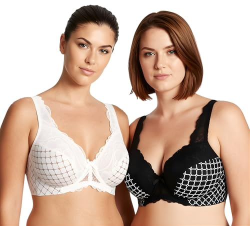 Curve Muse Sujetador Reductor Aros Sin relleno-x2-Blanco,Negro-95F