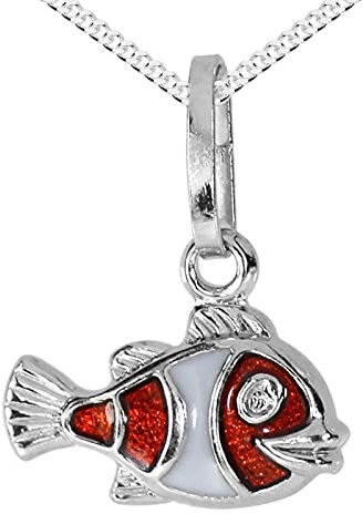 Kette mit Anhänger - kleiner Fisch - Silber 925/000 -,