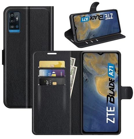 betterfon Handyhülle Kompatibel mit ZTE Blade A71 | Premium Qualität TPU Klapphülle für Blade A71 mit Kartenfächern | Magnetverschluss Handyhülle | Schwarz