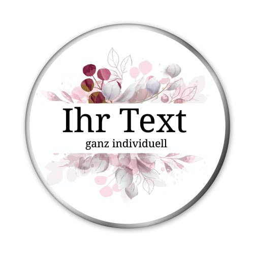 STEMPEL-FABRIK – personalisierbare runde Dose mit Name oder Wunschtext – Aquarell Motiv mit rotem Blumenrahmen – bedruckte Geschenkdose – ideale Keksdose, Metalldose, Plätzchendose