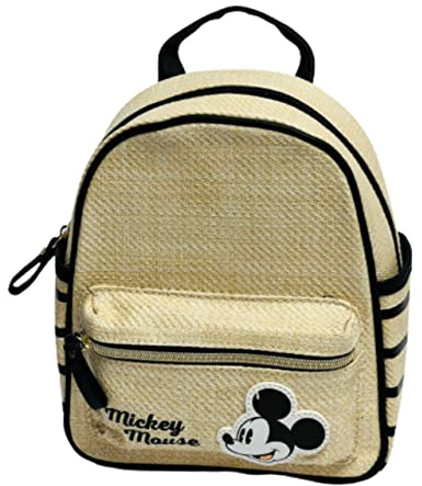 Disney Mickey Mouse Mini Backpack Beige Crossbody Side Travel Bag Coin Purse (Beige Backpack)