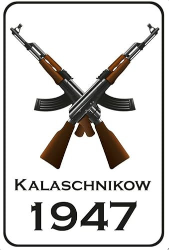mrdeco Metall Schild 20x30cm gewölbt Gewehr Kalaschnikow 1947 Deko Blechschild Tin Sign