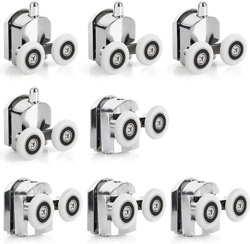 Replacement Shower Door Fixing Wheels 25mm in Chrome - 4x Top & 4x Bottom - Fits Glass 4-6mm (25mm)
