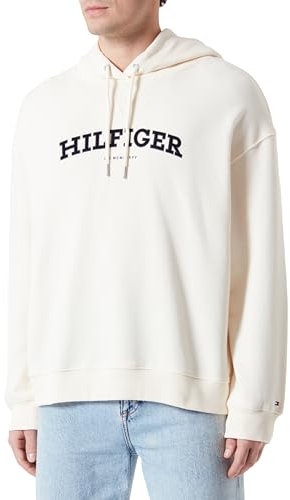 Tommy Hilfiger Damen Hoodie Crv Monotype Varsity Hoodie mit Kapuze, Weiß (Calico), 48