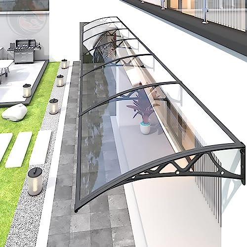 Überdachung Haustürvordach Türdach für draußen Transparent Polycarbonat Pultvordach,UV-Strahlen Vordach für Haustür, Vordach Gewölbt,Für draußen Sonnenschutz Regenschutz (60x250cm/24x98in)