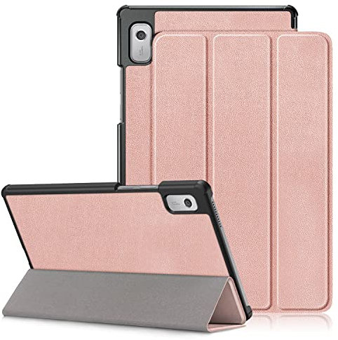 DINGGUAGUA for Lenovo Tab M9 Case 9inch 2023, Protective Folio Trifold Stand for Lenovo M9 TB-310FU Tablet Cover,Rose Gold
