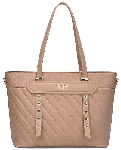 Princely London Handtasche Naomi Cappuccino – Stilvolle Kleine Schultertasche aus Hochwertigem Veganem Leder – Perfekt für Alltag, Büro und Freizeit (Cappuccino/Braun)