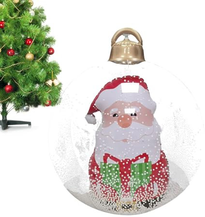 Besreey Grandi Palline per Ornamenti Natalizi all'aperto,Grandi Ornamenti Trasparenti con Palline gonfiabili | Ornamenti gonfiabili giganti 'Albero di Natale del Pupazzo di Neve di Babbo Natale