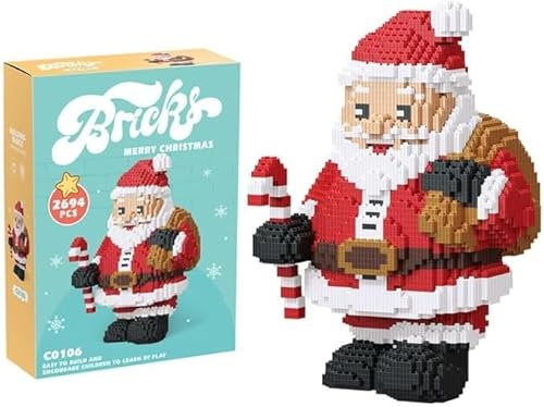 FULHOLPE Technik Weihnachten Bausteine Bausatz, 2975+ Klemmbausteine Weihnachtsmann Modellbausatz, MOC Street View Konstruktionsspielzeug Nicht Kompatibel mit Großen Marken