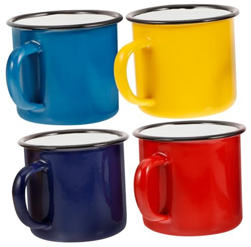 BESPORTBLE 4stücke Emaille-tasse Im Vintage-stil Retro Trinkbecher Emaille-kaffeebecher Für Zuhause Und Camping Mit Henkel Für Heiße Und Kalte Getränke