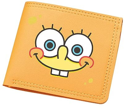 Ozean-animierter Charakterschwamm Geldbörse, Herren Geldbörse, Jugend Männer PU Leder Bifold Geldbörse, Cartoon Kurze Münze Geldbörse Brieftasche für Kindergeschenke