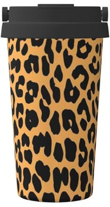 VAGILO Thermo-Kaffeebecher mit Leopardenmuster – stilvolle und tragbare Thermo-Kaffeetasse für heiße und kalte Getränke, Outdoor, Kaffeebecher, Büro, Kaffeebecher, Camping, Kaffeebecher