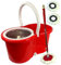 Spin Mop Bucket Set with Spin 360 Wringer and 2 Microfibre Mop Pad Head Telescopic Easy Press Handle with Spin Dry Cleaning Caddy Set-Microfibre Home Cleaning Clean Floor (Red)