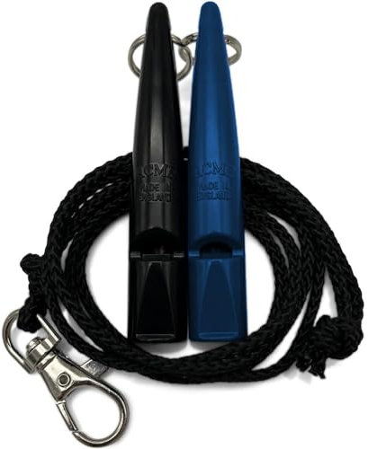 ACME Hundepfeife No. 211,5 mit Pfeifenband | Im Doppelpack | 2 Pfeifen inklusive 2 Bänder | Ideal für den Rückruf - Laut und weitreichend (Black + Snorkel Blue)