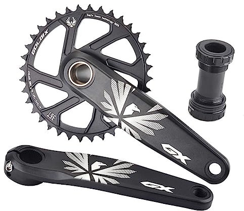 FFYUTING Hohle integrierte MTB-Kurbelgarnitur, Ultraleicht, 170/175 mm Kurbel, 30/32/34/36/38 Zähne, GXP-Kettenblatt für Mountainbike mit Tretlager, 9–12 Gänge