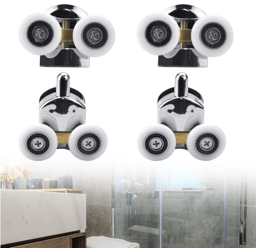 PERFETSELL 4 Pcs Rodamientos para Mamparas 25mm Ruedas de Mampara Ducha Ruedas para Puerta de Ducha Ruedas para Mamparas de Baño Rodillos Mampara Ducha Recambios Ruedas Mampara Ducha Accesorios