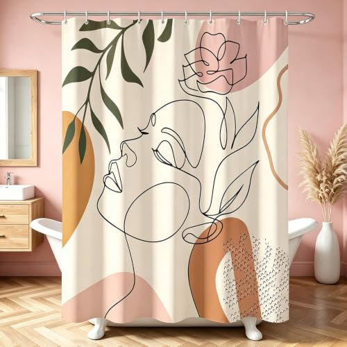 Lerores Duschvorhang 120x200 cm Eindrücke von Frauen,Beschwerter Saum Antischimmel Textil,Wasserabweisend, Waschbar Polyester Badevorhänge mit 8 Ösen und Duschvorhangringe für Badezimmer