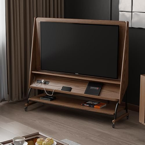 Meuble TV Mobile, Meuble TV 20 Pouces-75 Pouces avec Meuble De Rangement, Hauteur Et Angle Réglables, Bois Dur Et Stable, Adapté À La Plupart des Types De Téléviseurs