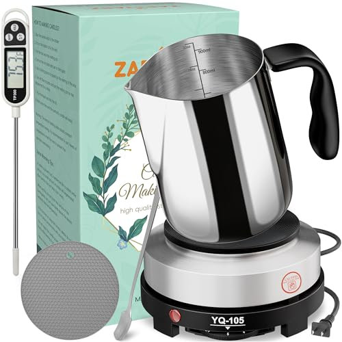 Zapstarz Candle Making Kit with Hot Plate, Candle Making Supplies for Adults, Beginners, Wax Melting Pot with Mixing Spoon, Anti Burner Pad, Thermometer