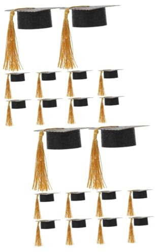 Parliky 20 Piezas Conjunto De Taza De Sombrero De Doctor Mini Gorro De Graduación Tapa De La Copa del Sombrero Tapas De Botellas De Graduación Pastel De Taza De Papel Decoración Algodón