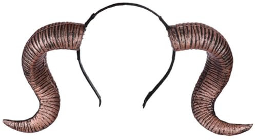 Schaf Bock Hörner Kostüm, Schafbock Haarreif, Widder Geweih, Schaf Horn Stirnband Teufel Dämon Hörner Stirnband für Halloween Kostüm Cosplay Foto Requisiten