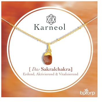 Bixorp Chakra-Halskette aus rohen Edelsteinen mit 18 Karat Goldplattierung - Edelstahl - 36cm + 8cm verstellbar