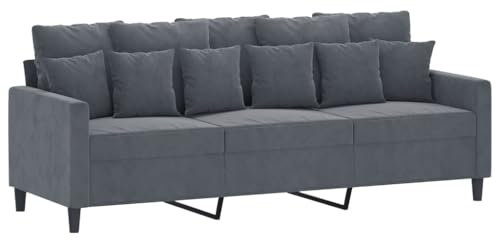 ULUYYUC Schlafsofa Sofas & Couches Schlafcouch Ecksofa - 3-Sitzer-Sofa Dunkelgrau 180 cm Samt für Party Garten Terrasse Lounge