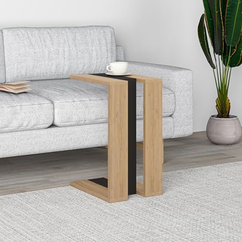 Hocuspicus HOCUS PICUS C Tisch für Wohnzimmer, 57 x 40 x 30 cm, Couchtisch, Beistelltisch (Eiche, seidiges Grau, Schwarz, Eiche)