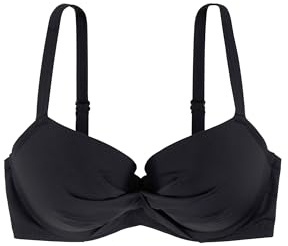 Dorina Bikini-Oberteil AZORES – Leicht gepolstert, Geformte Cups, Diskrete Bügel-Stütze, Gedrehtes Stoff-Detail, verstellbare Träger, Verschluss hinten, Schwarz