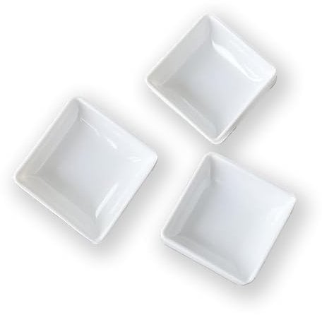 Ginddy Small Square Melamine Tapas Bowls, 10 Pcs, White, Contemporary Style, Dipping Bowls, 1 Cup Capacity, Dishwasher Safe