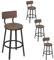 WOLTU Tabourets de Bar Lot de 4, Chaise Haute Cuisine, avec Repose-Pieds et Dossier, en Métal, Chêne foncé, BH431dc-2