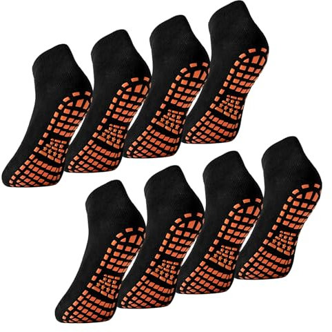4 Paar Antirutschsocken Herren, Yoga Socken mit Noppen für Männer ABS Rutschsocken, Baumwolle Pilates Socken Rutschfeste Socken, Anti Rutsch Socken Herren für Yoga, Fitness & Trampolin – Größen 39-46