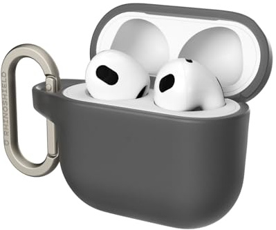 RHINOSHIELD AirPods Case mit Karabiner kompatibel mit Apple [AirPods 4] | Fallschutz in Militärqualität, Kratzfest, kabelloses Aufladen - Schwarz, Standard Set