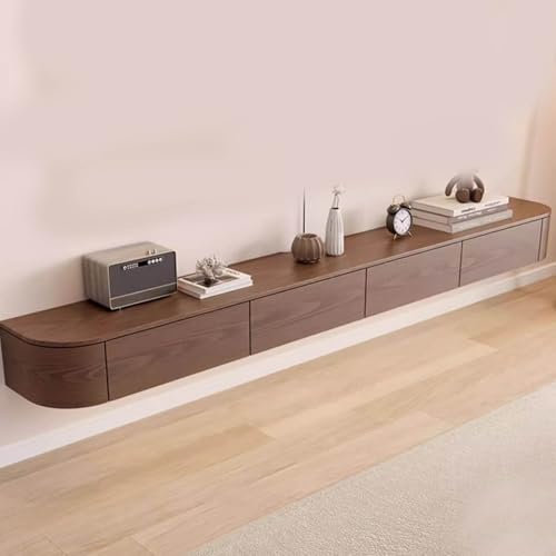 LFONDIGE Meuble TV Mural, Banc TV en Bois, Meuble TV Suspendu, Meuble de Rangement Mural multimédia, Console multimédia (180 cm)