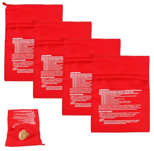 Sac Cuisson Pomme de Terre Micro Ondes, 4 Pièces Sachet Cuisson Four, Sac de Cuisson Pour Four, Sa c Pomme de Terre, S acs de P ommes de T erre, S achet C uisson F our, Lavable et Réutilisable