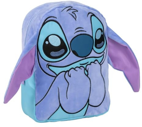 Disney Stitch Kinder-Rucksack mit 3D-Ohren, Kindergartentasche, Mehrere Fächer (Blau 1)