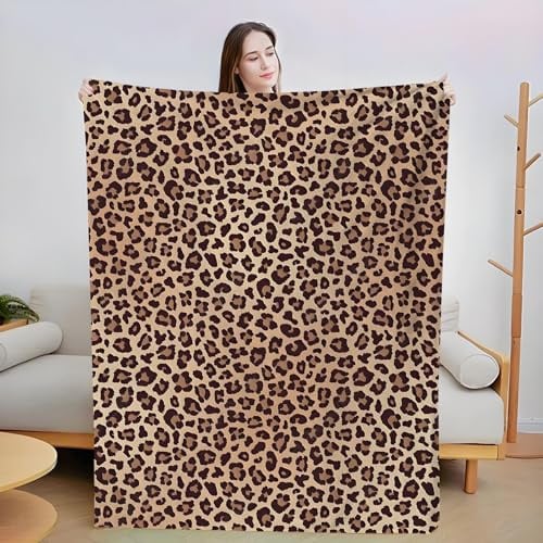 SYTTNUM Coperta con Stampa Leopardata, Leopard Print Blanket, Coperta Stampa Animalier Leopardata, Adatto per Divani Letti e Arredi da Esterno - 150 * 100cm