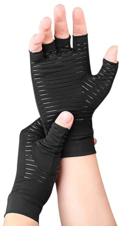 Generisch Handgelenk Bandagen Arthrose Handschuhe mit Kupfer, Sehnenscheidenentzündung Bandage Fingerlose Rheuma Kompressionshandschuhe Lindert Rheuma RSI Karpaltunnelsyndrom und Gelenkschmerzen (S)