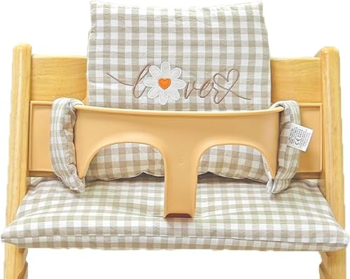 Mhwgo Hochstuhl Kissen für Stokke Tripp Trapp, rutschfest Hochstuhl Sitzkissen Set, Bio Baumwolle Baby Sitzkissen, Verdickung Weiches für Baby & Kids mit Klettverschluss, Hochstuhlzubehör (cj)